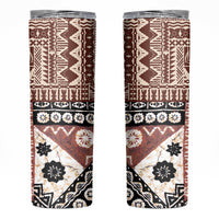 Bula Fiji Skinny Tumbler Unique Masi Tapa Pattern
