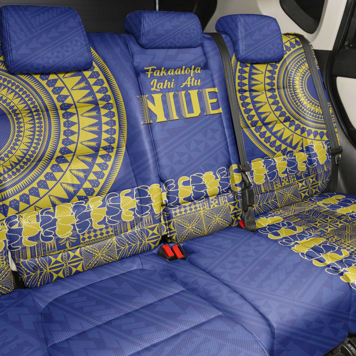 Fakaalofa Lahi Atu Niue Back Car Seat Cover Siapo Pattern With Puakenikeni LT14 - Polynesian Pride