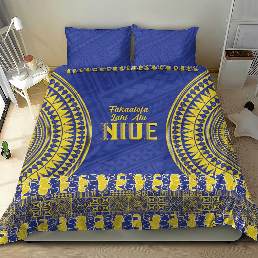 Fakaalofa Lahi Atu Niue Bedding Set Siapo Pattern With Puakenikeni