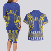Fakaalofa Lahi Atu Niue Couples Matching Long Sleeve Bodycon Dress and Hawaiian Shirt Siapo Pattern With Puakenikeni LT14 - Polynesian Pride