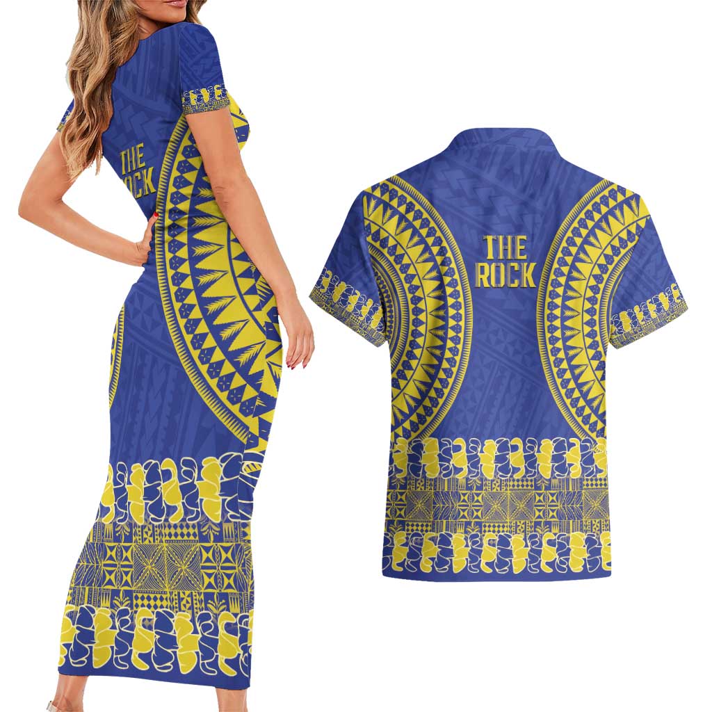 Fakaalofa Lahi Atu Niue Couples Matching Short Sleeve Bodycon Dress and Hawaiian Shirt Siapo Pattern With Puakenikeni LT14 - Polynesian Pride