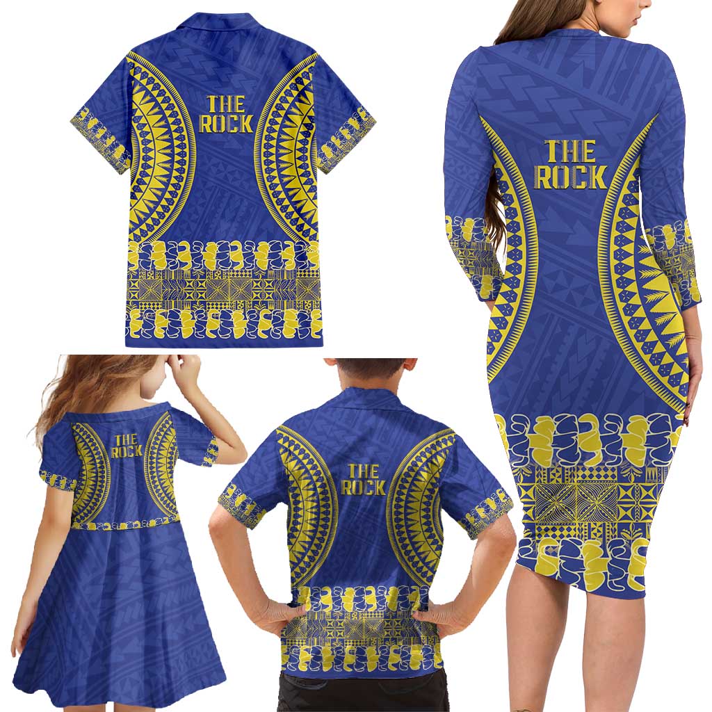 Fakaalofa Lahi Atu Niue Family Matching Long Sleeve Bodycon Dress and Hawaiian Shirt Siapo Pattern With Puakenikeni LT14 - Polynesian Pride