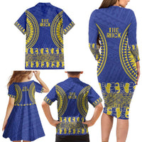Fakaalofa Lahi Atu Niue Family Matching Long Sleeve Bodycon Dress and Hawaiian Shirt Siapo Pattern With Puakenikeni LT14 - Polynesian Pride