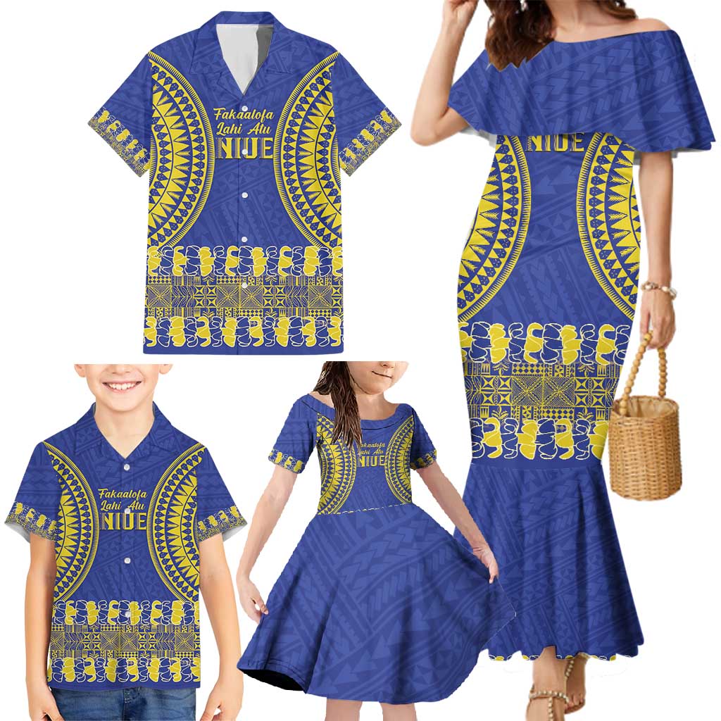 Fakaalofa Lahi Atu Niue Family Matching Mermaid Dress and Hawaiian Shirt Siapo Pattern With Puakenikeni LT14 - Polynesian Pride