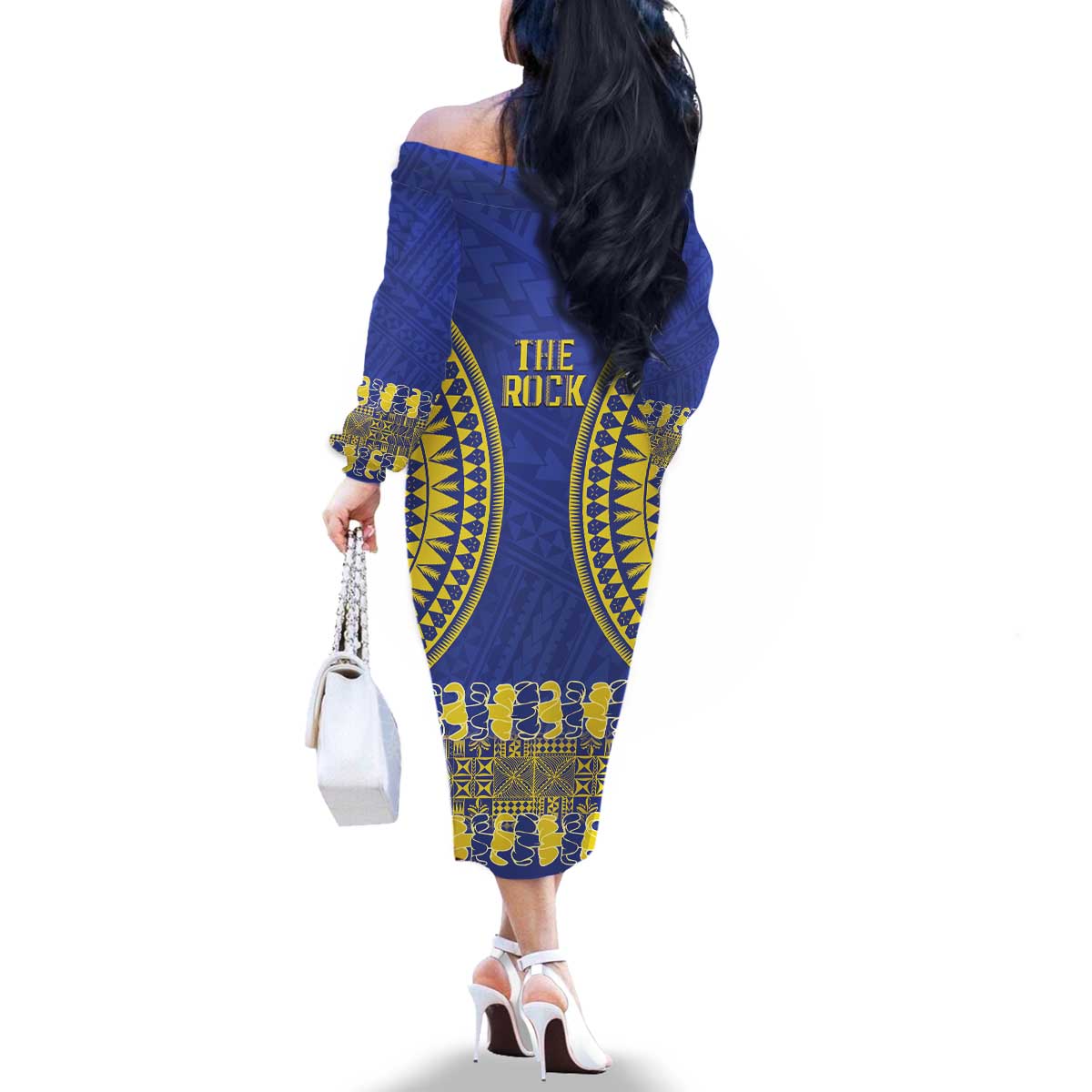 Fakaalofa Lahi Atu Niue Family Matching Off The Shoulder Long Sleeve Dress and Hawaiian Shirt Siapo Pattern With Puakenikeni LT14 - Polynesian Pride