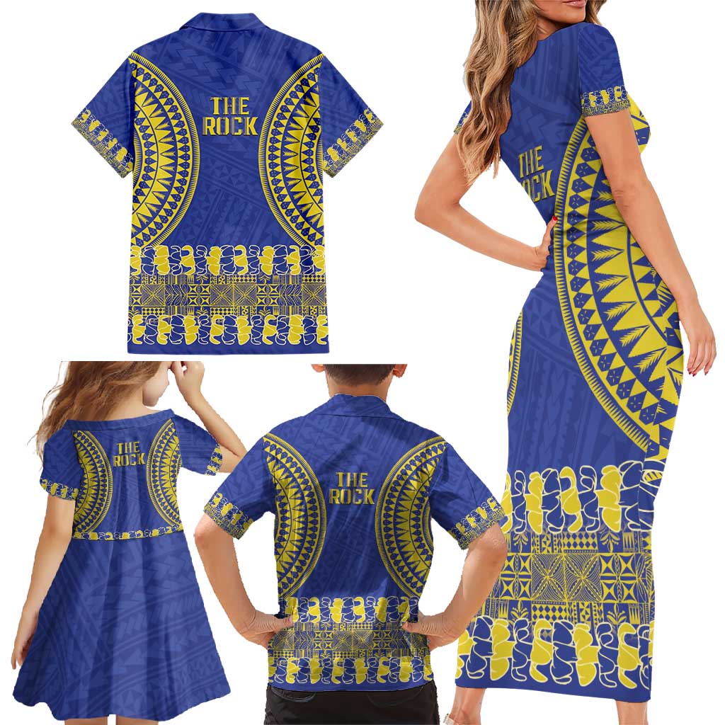 Fakaalofa Lahi Atu Niue Family Matching Short Sleeve Bodycon Dress and Hawaiian Shirt Siapo Pattern With Puakenikeni LT14 - Polynesian Pride