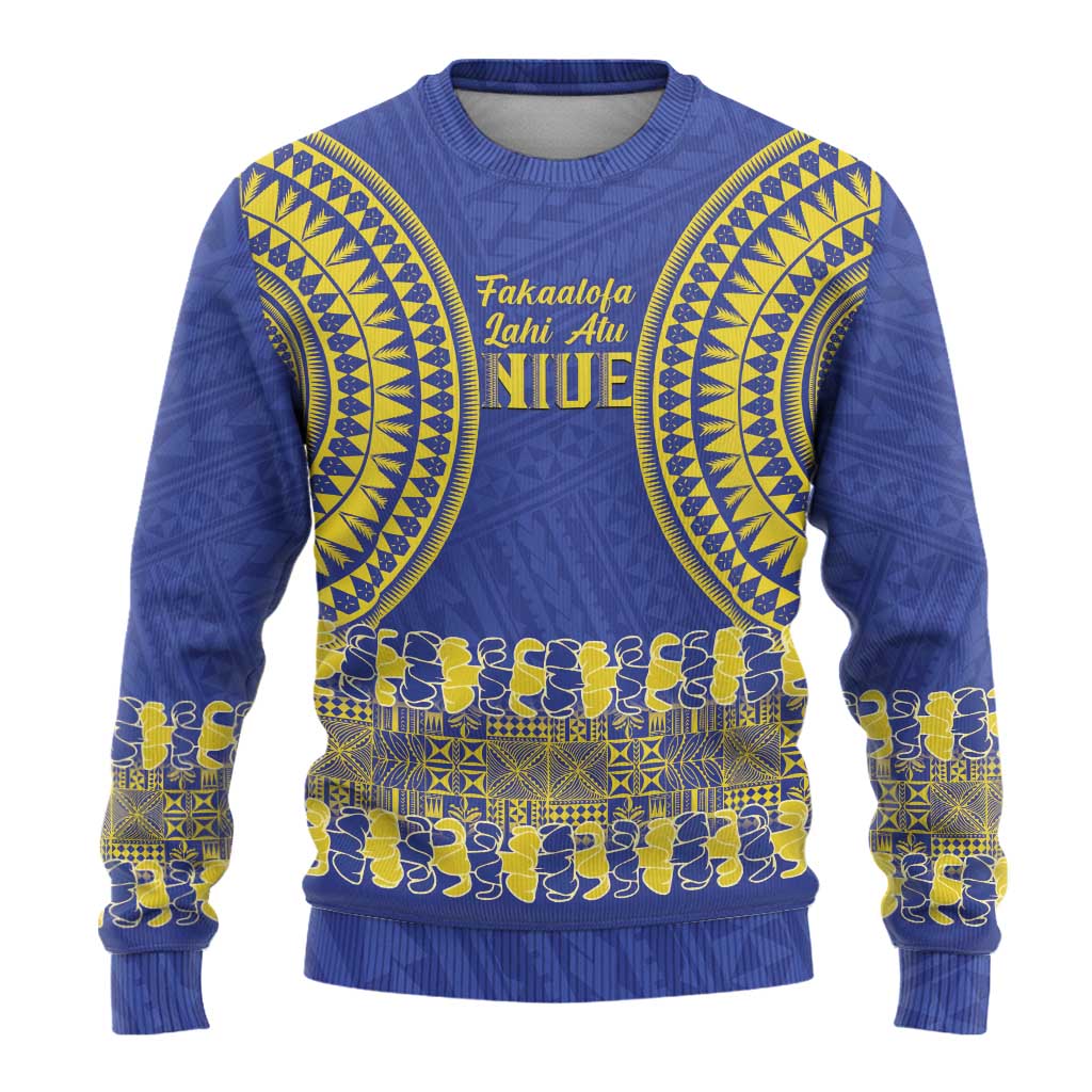 Fakaalofa Lahi Atu Niue Ugly Christmas Sweater Siapo Pattern With Puakenikeni LT14 - Polynesian Pride