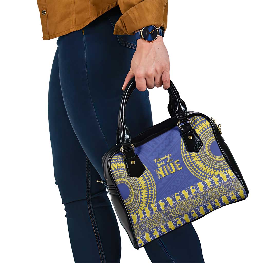 Fakaalofa Lahi Atu Niue Shoulder Handbag Siapo Pattern With Puakenikeni