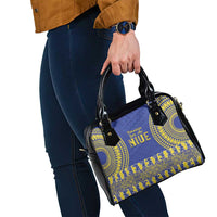Fakaalofa Lahi Atu Niue Shoulder Handbag Siapo Pattern With Puakenikeni