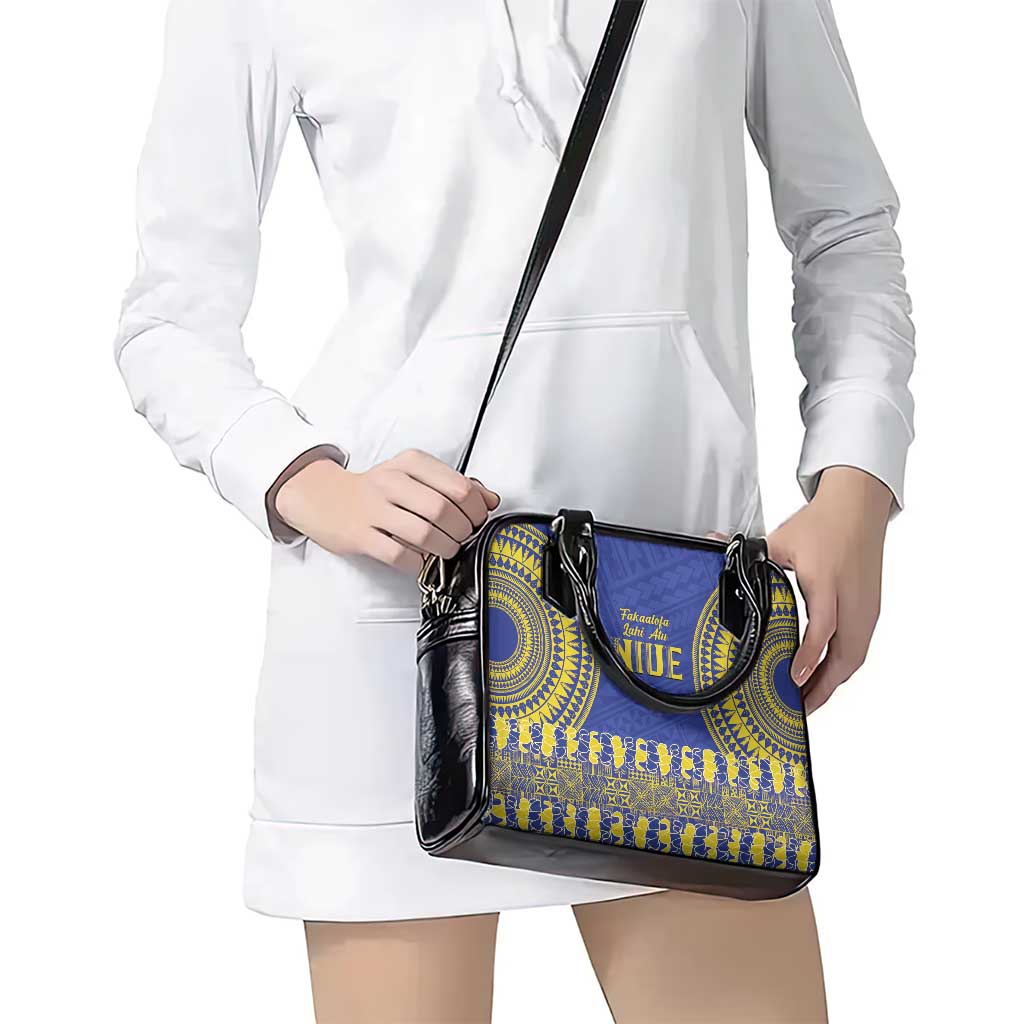 Fakaalofa Lahi Atu Niue Shoulder Handbag Siapo Pattern With Puakenikeni