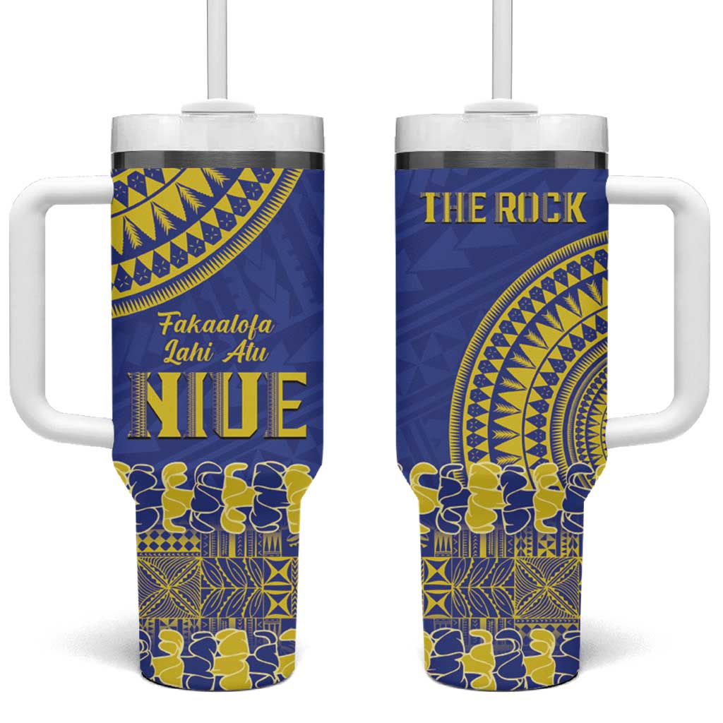 Fakaalofa Lahi Atu Niue Tumbler With Handle Siapo Pattern With Puakenikeni