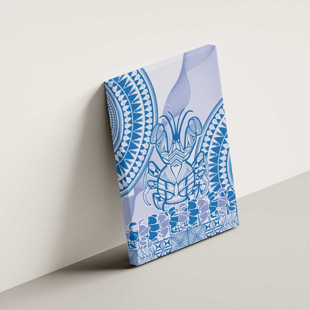Niue Language Week Canvas Wall Art The Rock Coconut Crab - Siapo Blue Pastel