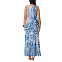 Niue Language Week Family Matching Tank Maxi Dress and Hawaiian Shirt The Rock Coconut Crab - Siapo Blue Pastel LT14 - Polynesian Pride