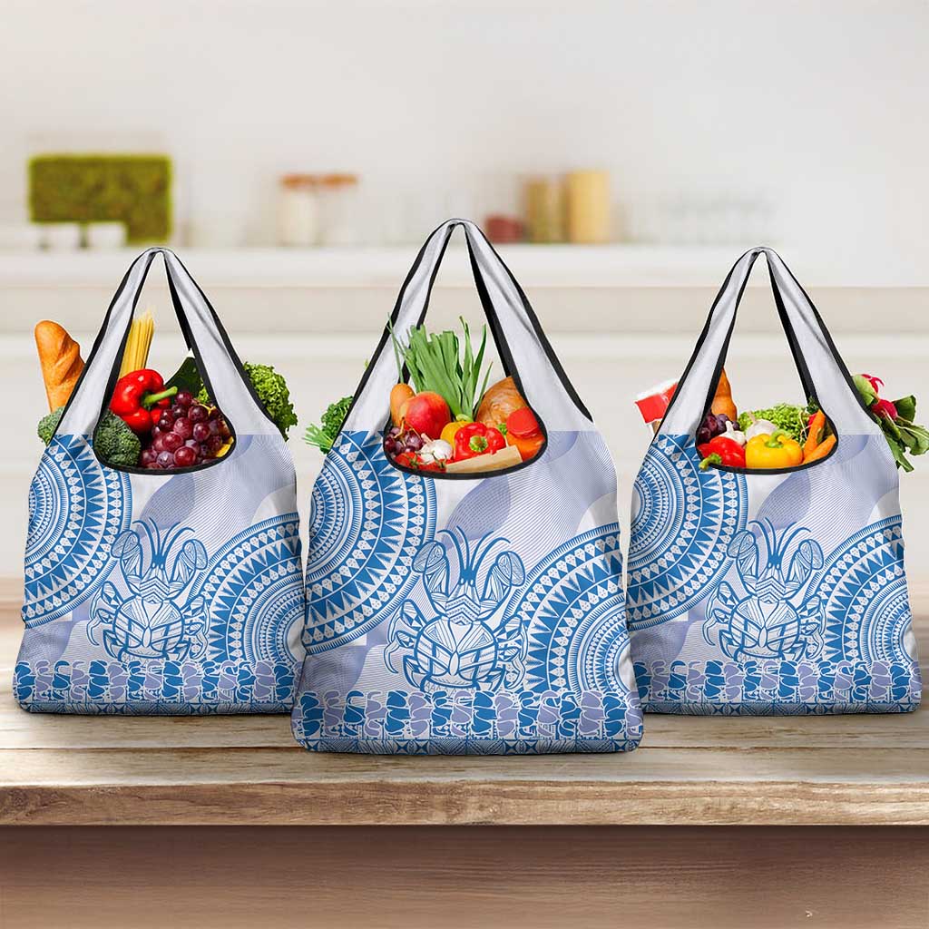 Niue Language Week Grocery Bag The Rock Coconut Crab - Siapo Blue Pastel