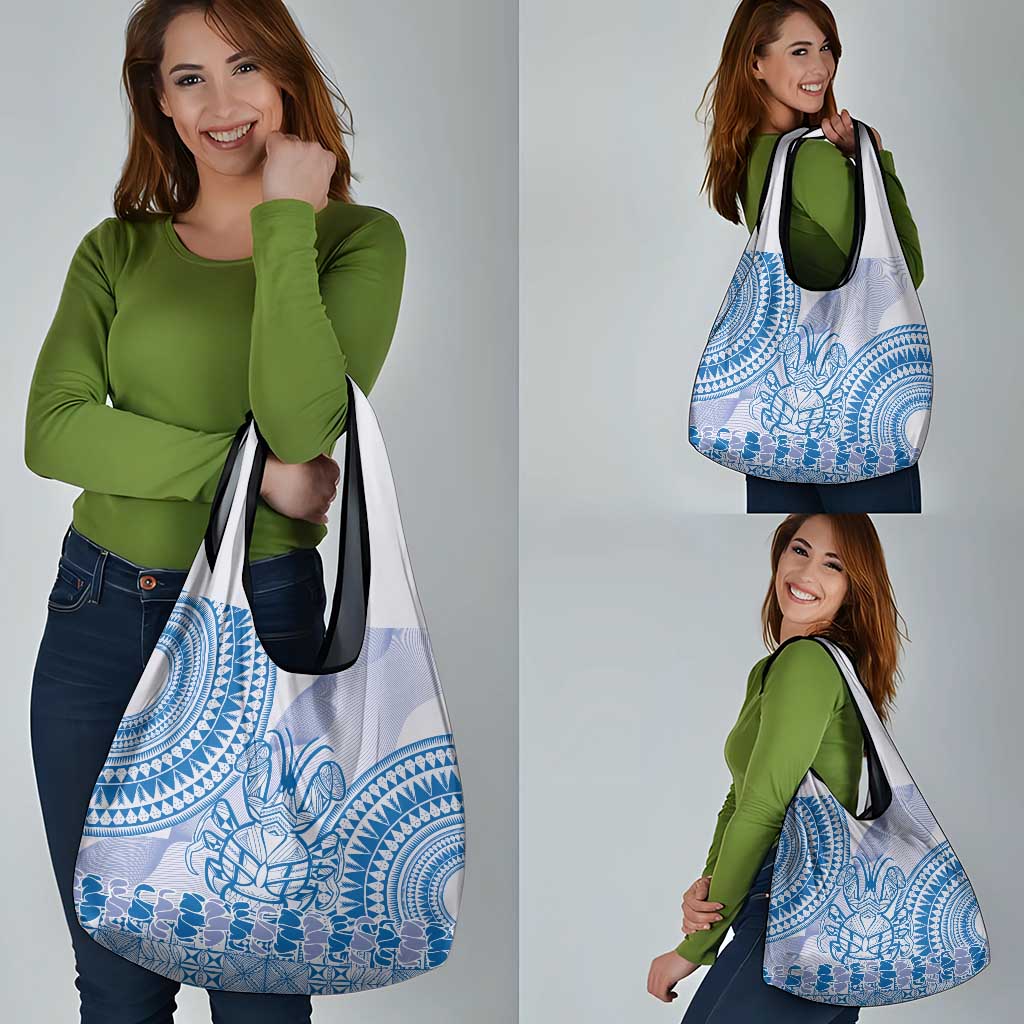 Niue Language Week Grocery Bag The Rock Coconut Crab - Siapo Blue Pastel