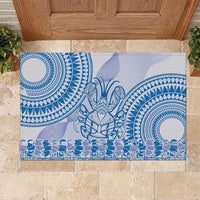 Niue Language Week Rubber Doormat The Rock Coconut Crab - Siapo Blue Pastel LT14 Blue - Polynesian Pride