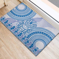 Niue Language Week Rubber Doormat The Rock Coconut Crab - Siapo Blue Pastel LT14 - Polynesian Pride