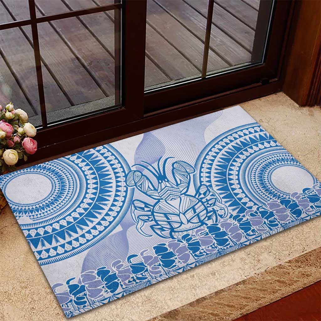 Niue Language Week Rubber Doormat The Rock Coconut Crab - Siapo Blue Pastel LT14 - Polynesian Pride