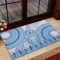 Niue Language Week Rubber Doormat The Rock Coconut Crab - Siapo Blue Pastel LT14 - Polynesian Pride