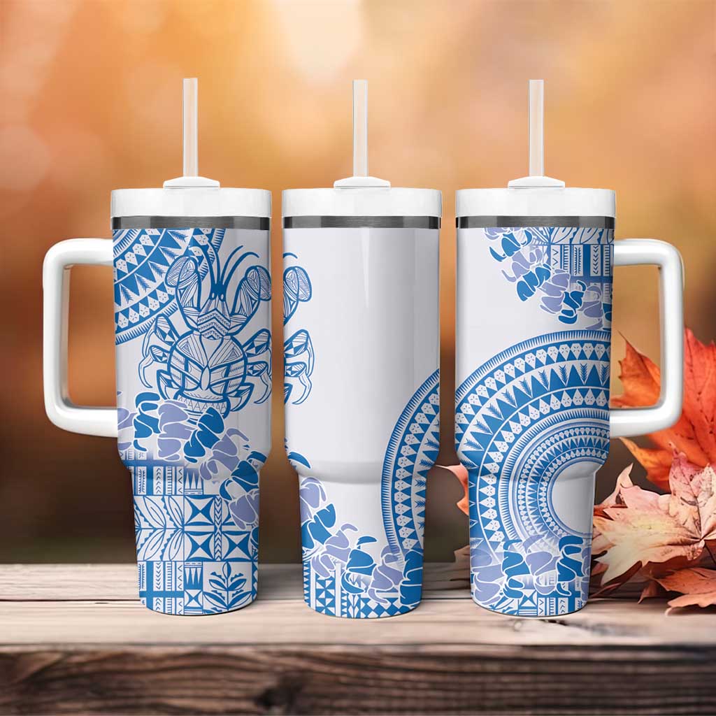 Niue Language Week Tumbler With Handle The Rock Coconut Crab - Siapo Blue Pastel