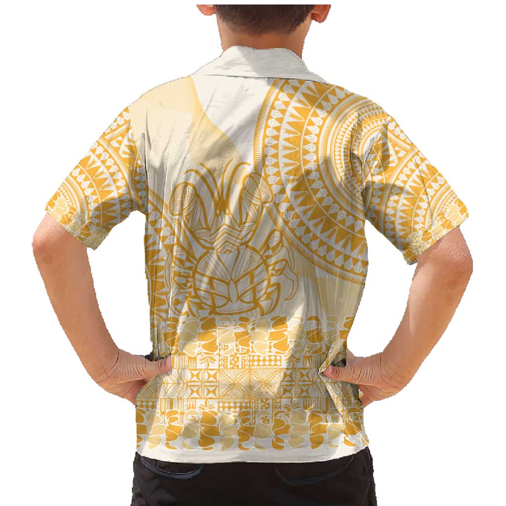 Niue Language Week Family Matching Mermaid Dress and Hawaiian Shirt The Rock Coconut Crab - Siapo Gold Pastel LT14 - Polynesian Pride