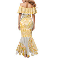 Niue Language Week Family Matching Mermaid Dress and Hawaiian Shirt The Rock Coconut Crab - Siapo Gold Pastel LT14 - Polynesian Pride