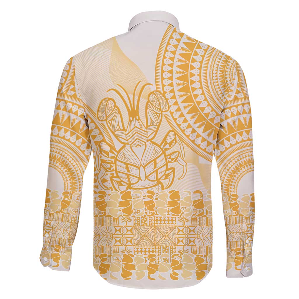 Niue Language Week Family Matching Short Sleeve Bodycon Dress and Hawaiian Shirt The Rock Coconut Crab - Siapo Gold Pastel LT14 - Polynesian Pride