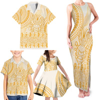 Niue Language Week Family Matching Tank Maxi Dress and Hawaiian Shirt The Rock Coconut Crab - Siapo Gold Pastel LT14 - Polynesian Pride