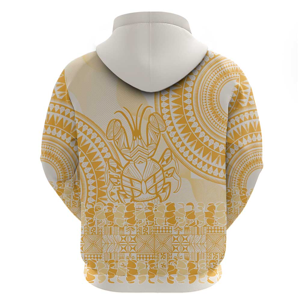Niue Language Week Zip Hoodie The Rock Coconut Crab - Siapo Gold Pastel LT14 - Polynesian Pride