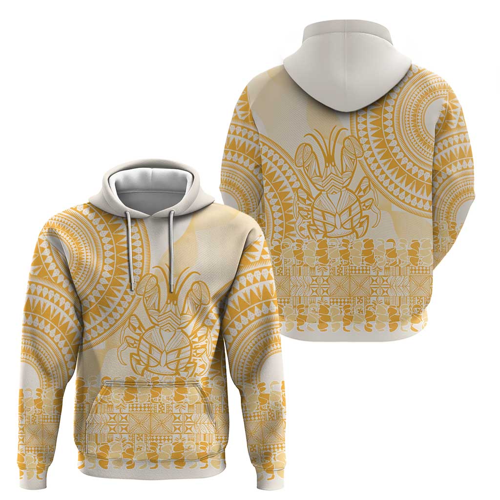 Niue Language Week Zip Hoodie The Rock Coconut Crab - Siapo Gold Pastel LT14 - Polynesian Pride
