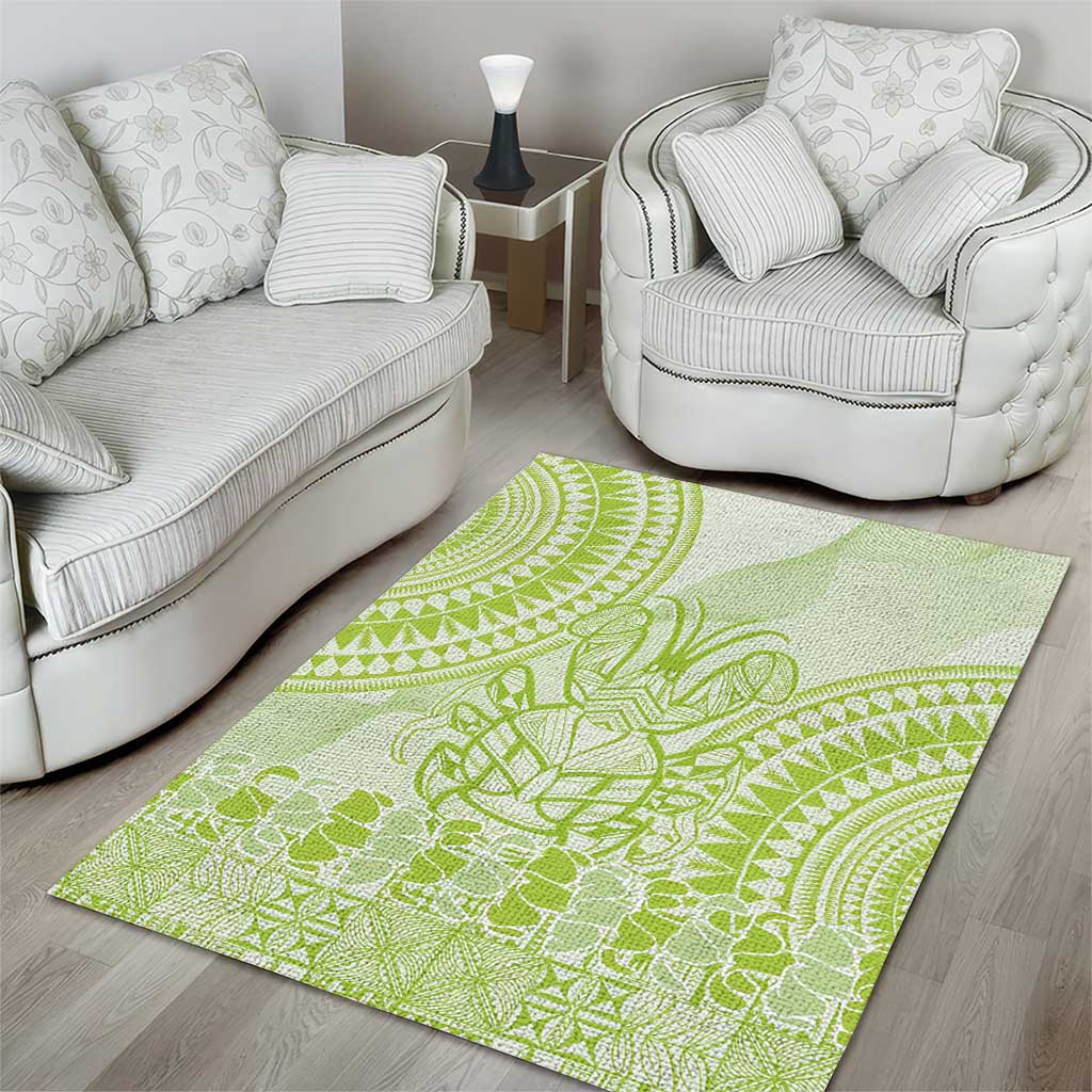 Lime Green Niue Language Week Area Rug The Rock Coconut Crab - Siapo Pattern