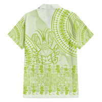 Lime Green Niue Language Week Family Matching Long Sleeve Bodycon Dress and Hawaiian Shirt The Rock Coconut Crab - Siapo Pattern LT14 - Polynesian Pride