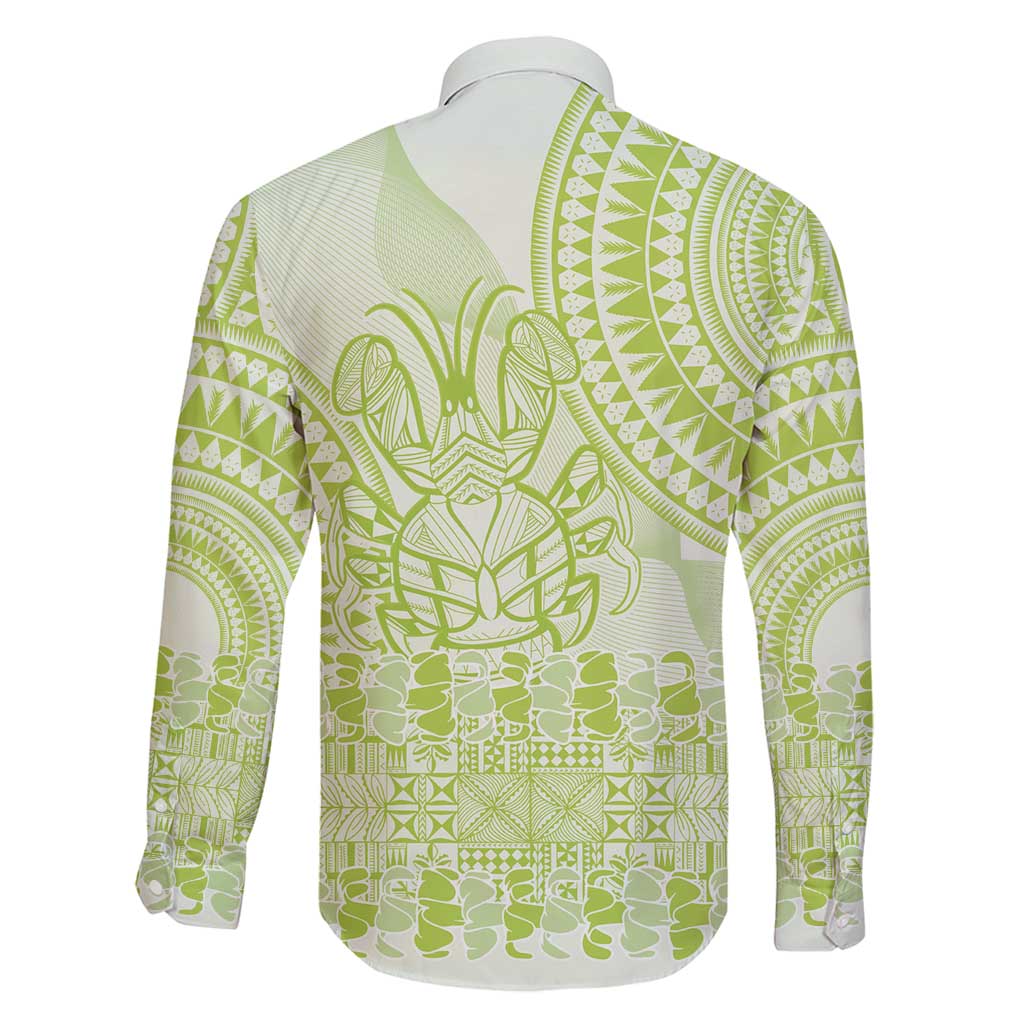 Lime Green Niue Language Week Family Matching Long Sleeve Bodycon Dress and Hawaiian Shirt The Rock Coconut Crab - Siapo Pattern LT14 - Polynesian Pride
