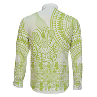 Lime Green Niue Language Week Family Matching Long Sleeve Bodycon Dress and Hawaiian Shirt The Rock Coconut Crab - Siapo Pattern LT14 - Polynesian Pride