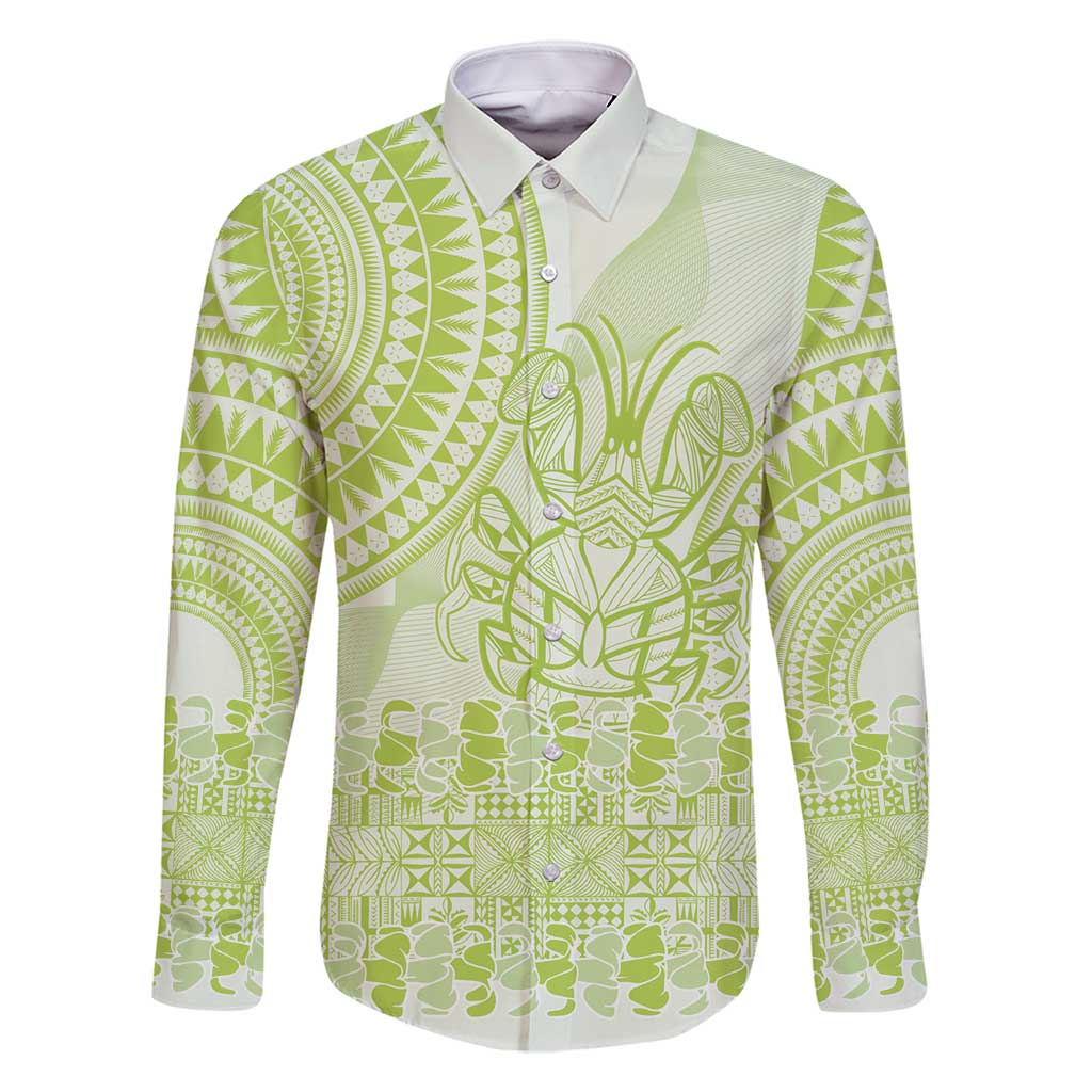 Lime Green Niue Language Week Family Matching Off Shoulder Maxi Dress and Hawaiian Shirt The Rock Coconut Crab - Siapo Pattern