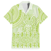 Lime Green Niue Language Week Family Matching Short Sleeve Bodycon Dress and Hawaiian Shirt The Rock Coconut Crab - Siapo Pattern LT14 Dad's Shirt - Short Sleeve Lime Green - Polynesian Pride