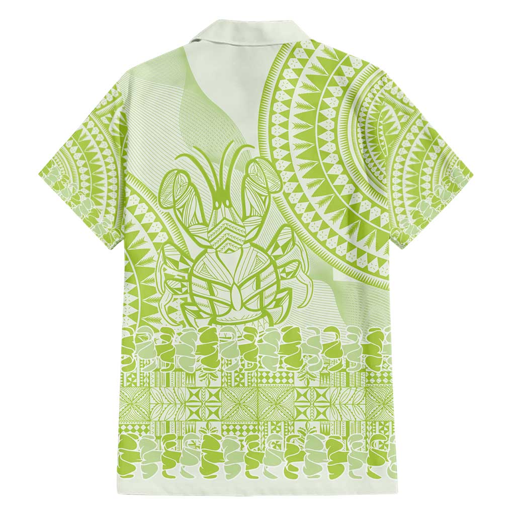 Lime Green Niue Language Week Family Matching Short Sleeve Bodycon Dress and Hawaiian Shirt The Rock Coconut Crab - Siapo Pattern LT14 - Polynesian Pride