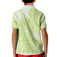 Lime Green Niue Language Week Kid Polo Shirt The Rock Coconut Crab - Siapo Pattern