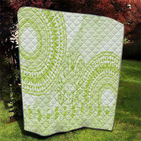 Lime Green Niue Language Week Quilt The Rock Coconut Crab - Siapo Pattern
