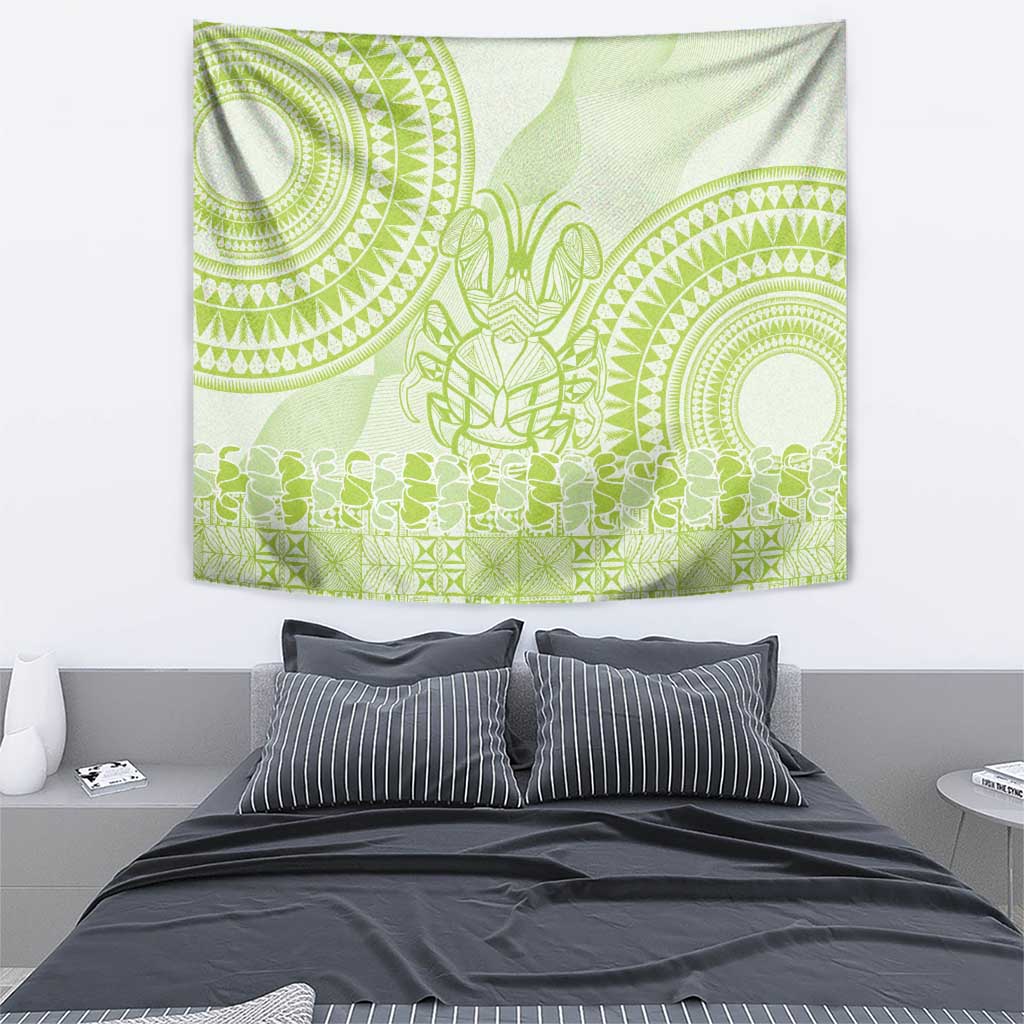 Lime Green Niue Language Week Tapestry The Rock Coconut Crab - Siapo Pattern