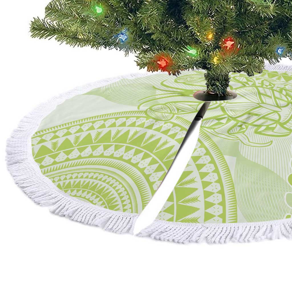 Lime Green Niue Language Week Tree Skirt The Rock Coconut Crab - Siapo Pattern