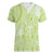 Lime Green Niue Language Week Women V-Neck T-Shirt The Rock Coconut Crab - Siapo Pattern
