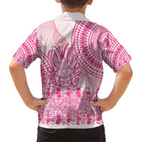 Pink Niue Language Week Family Matching Tank Maxi Dress and Hawaiian Shirt The Rock Coconut Crab - Siapo Pattern