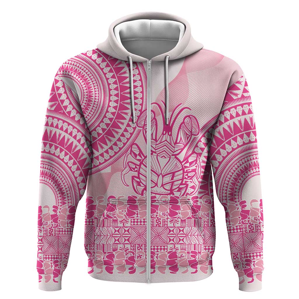 Pink Niue Language Week Hoodie The Rock Coconut Crab - Siapo Pattern