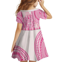 Pink Niue Language Week Kid Short Sleeve Dress The Rock Coconut Crab - Siapo Pattern