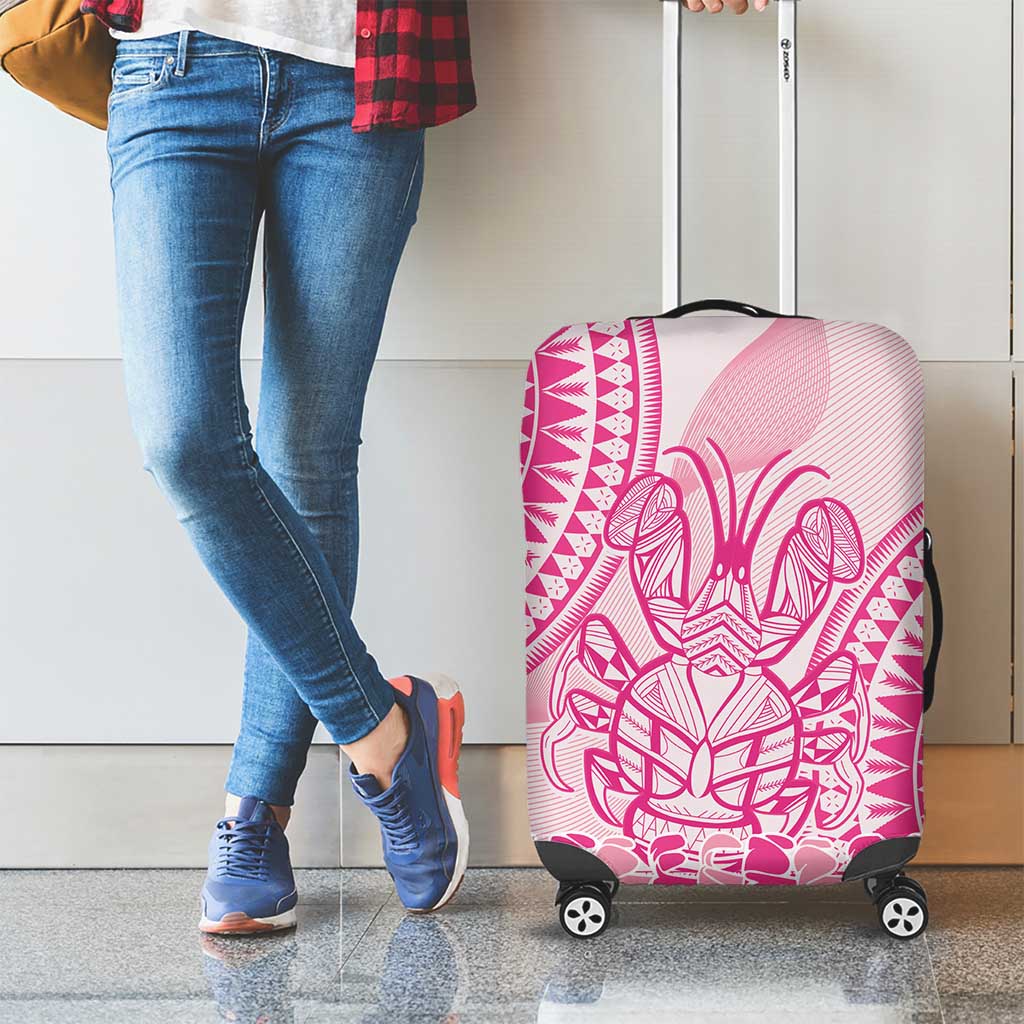 Pink Niue Language Week Luggage Cover The Rock Coconut Crab - Siapo Pattern