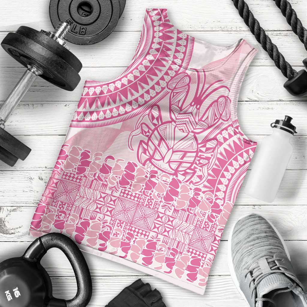 Pink Niue Language Week Men Tank Top The Rock Coconut Crab - Siapo Pattern