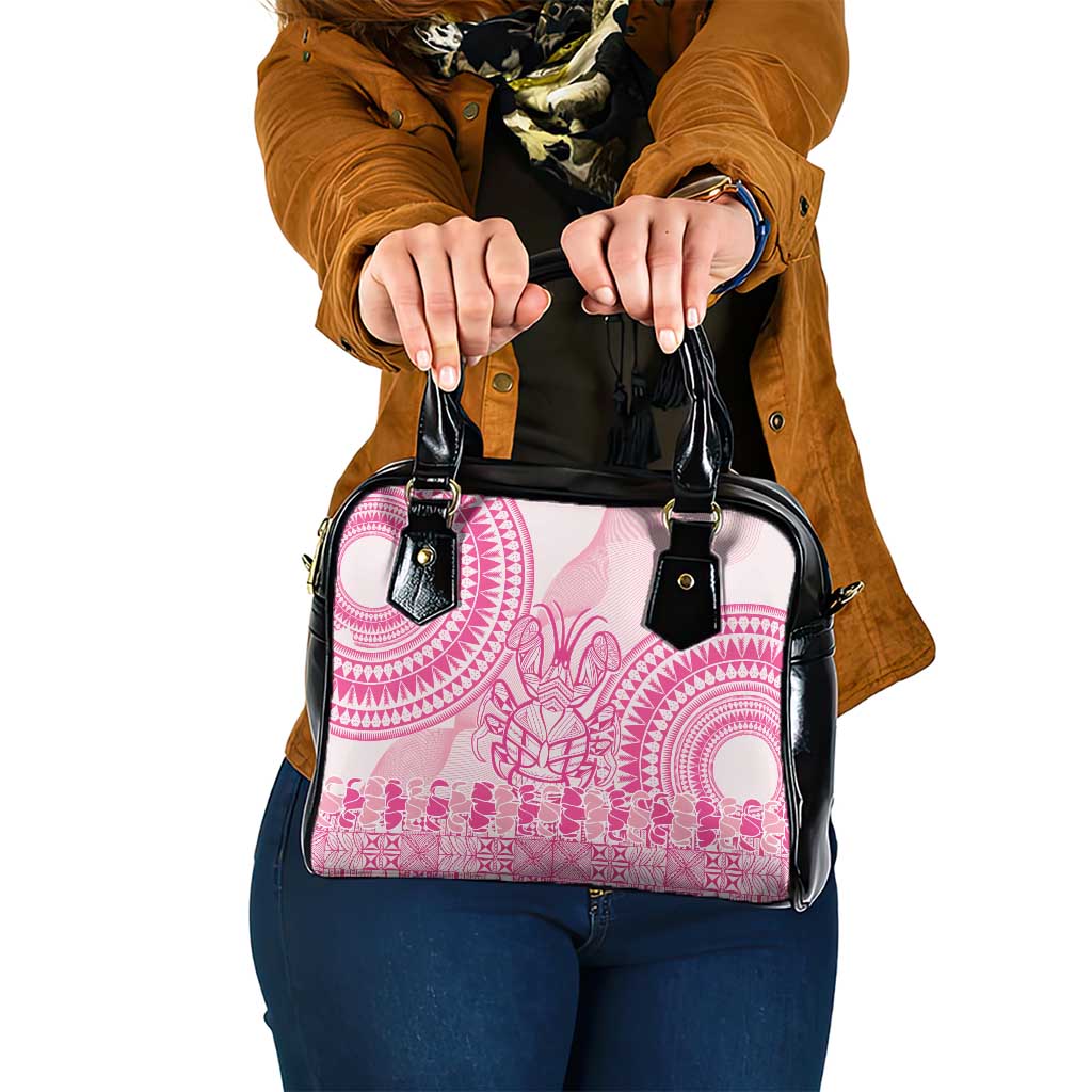 Pink Niue Language Week Shoulder Handbag The Rock Coconut Crab - Siapo Pattern