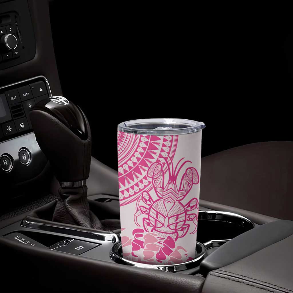 Pink Niue Language Week Tumbler Cup The Rock Coconut Crab - Siapo Pattern