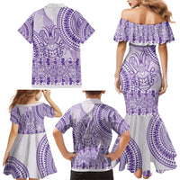 Purple Niue Language Week Family Matching Mermaid Dress and Hawaiian Shirt The Rock Coconut Crab - Siapo Pattern LT14 - Polynesian Pride